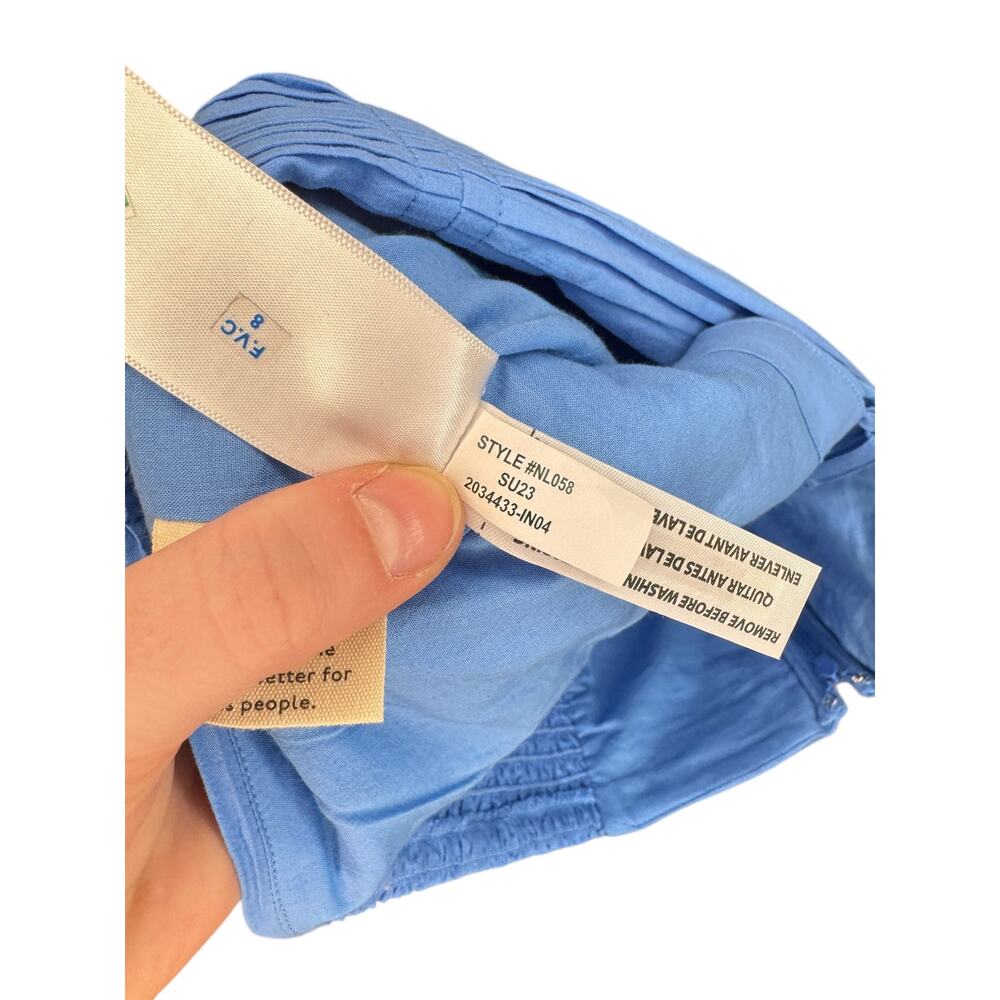 MADEWELL NWT Poplin Crop Tube Top Ornamental Blue Pleated Crisscross Size 6 - Picture 10 of 12